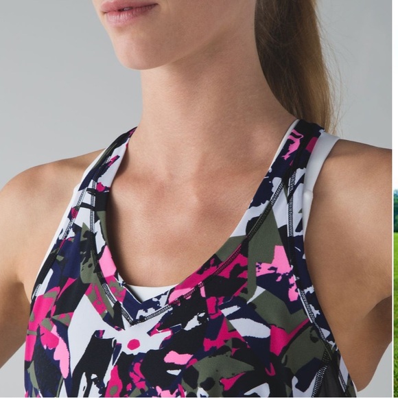 LULULEMON Fast Lane Singlet Pop Cut Boom Juice Multi / Black - Picture 6 of 15